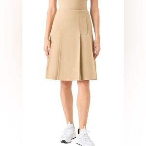 Akris Punto beige wool box pleated skirt